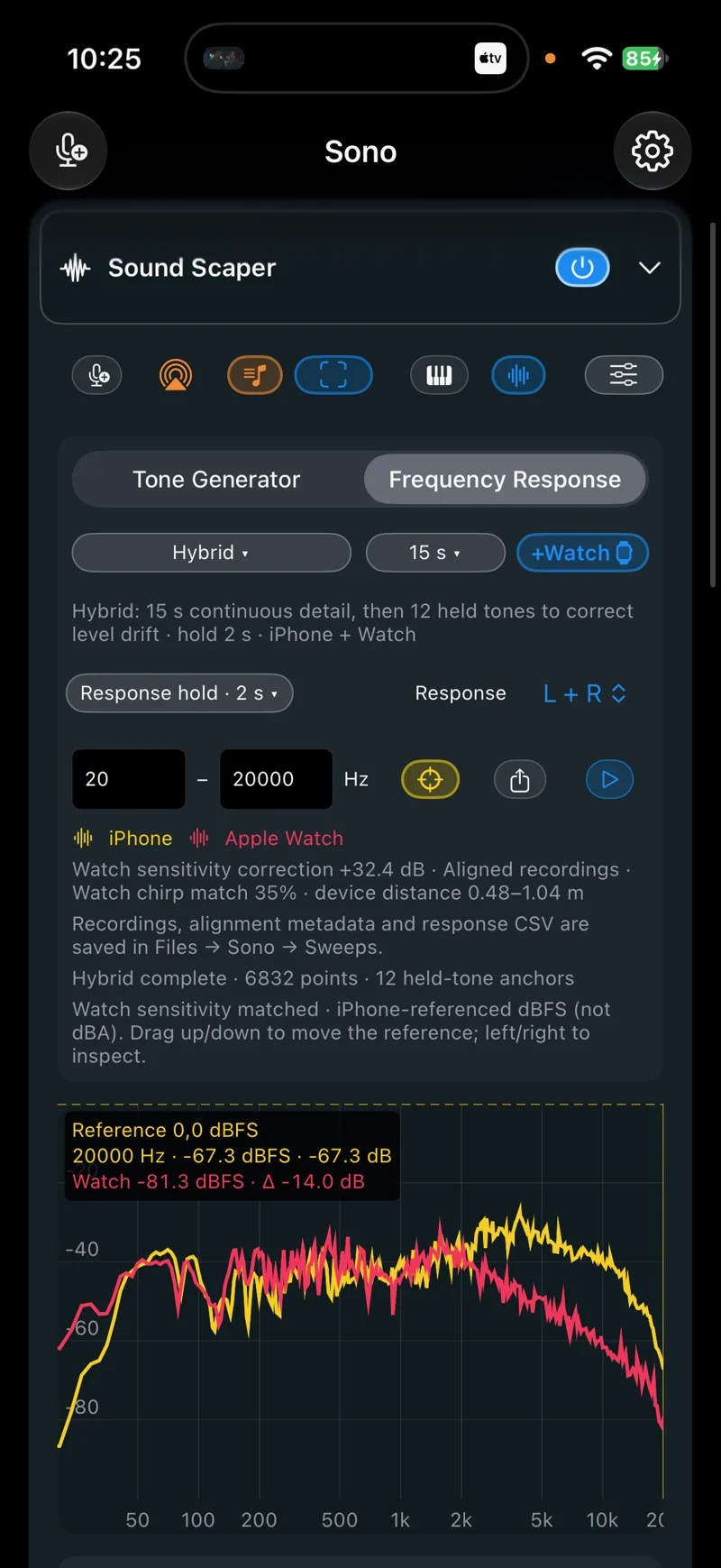 Sound Scaper frequency response measurement